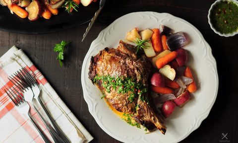 Plated steak dish