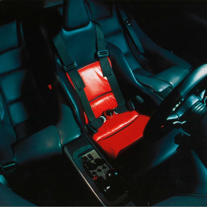 McLaren F1 interior view red and black