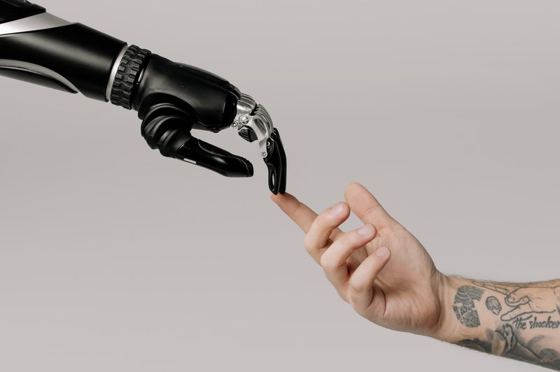 Robotic arm and human hand