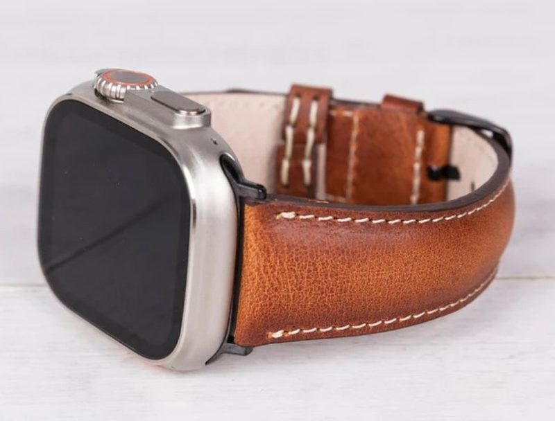 Apple brown leather watch band