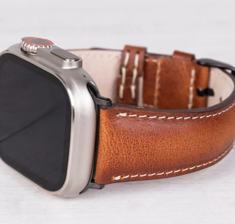 Apple brown leather watch band