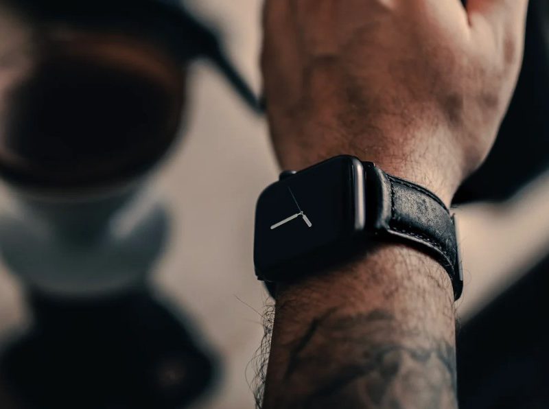Apple watch black leather