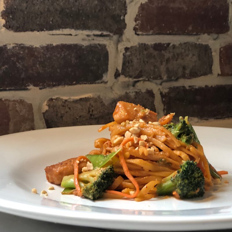 Pad thai on a white plate