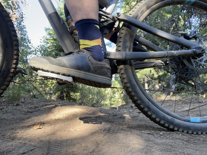 Keep your pedals level when riding over obstacles like rocks and roots
