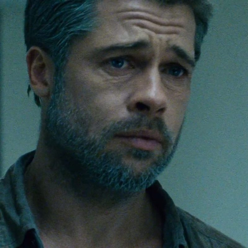 A solemn Brad Pitt