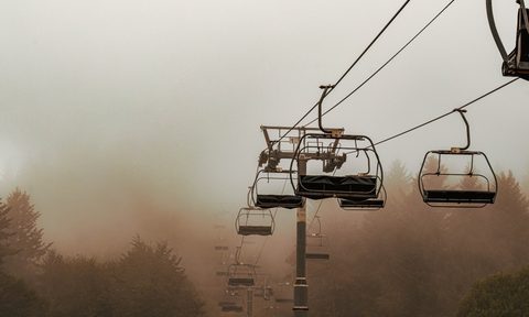 Ski lifts sitting in the abyss