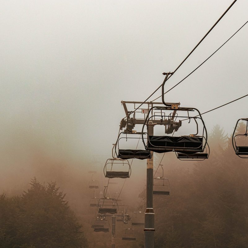 Ski lifts sitting in the abyss