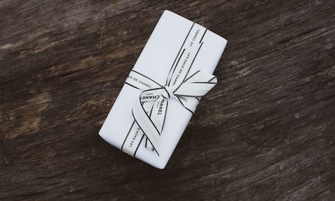 Chanel package on wood table