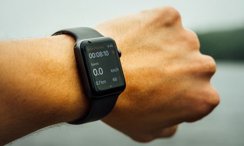 Man wearing fitness tracker