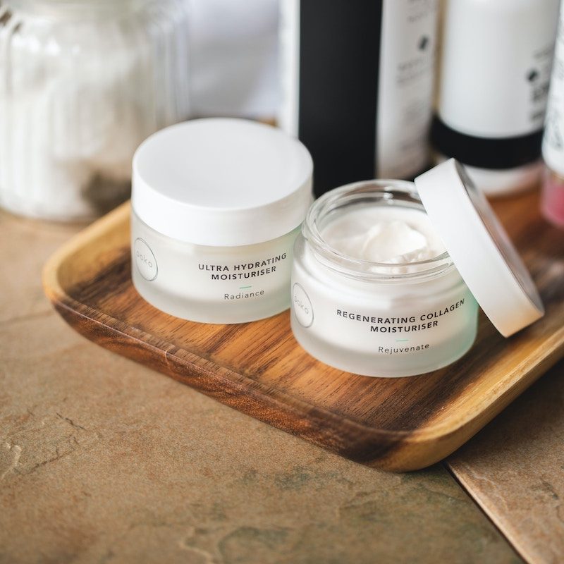 Moisturizing cream on cutting board