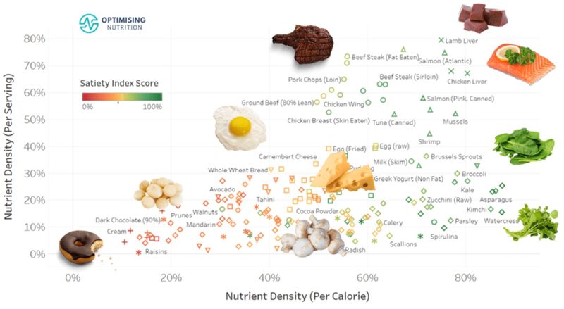 Graph of individual foods ranked by nutrient density.