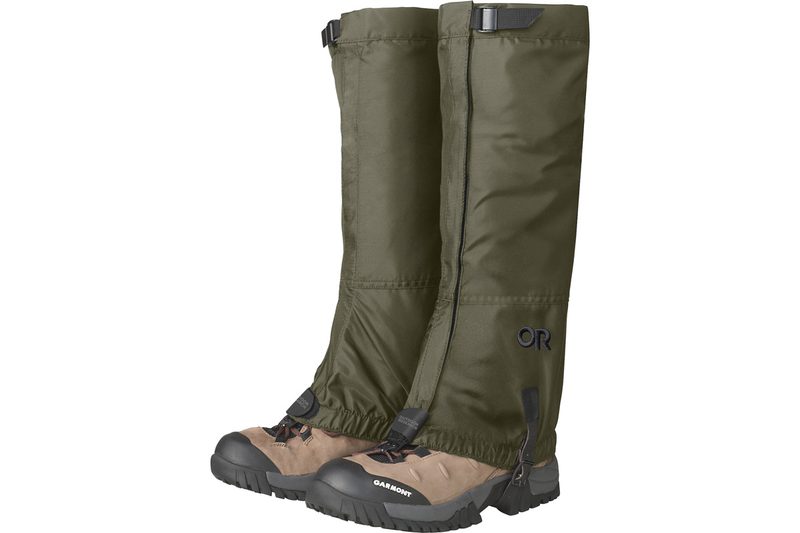 Outdoor Research Bugout Rocky Mountain High Gaiters on a plain white background.