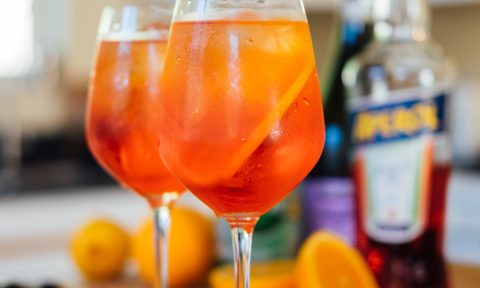 Two glasses of Aperol spritz