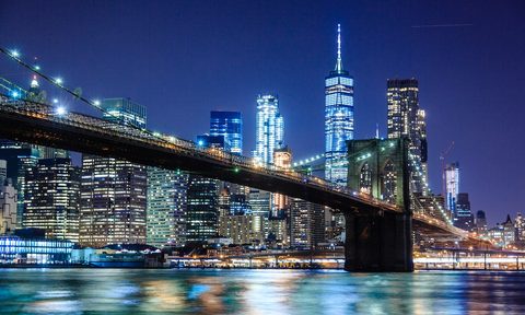 The NYC skyline at night