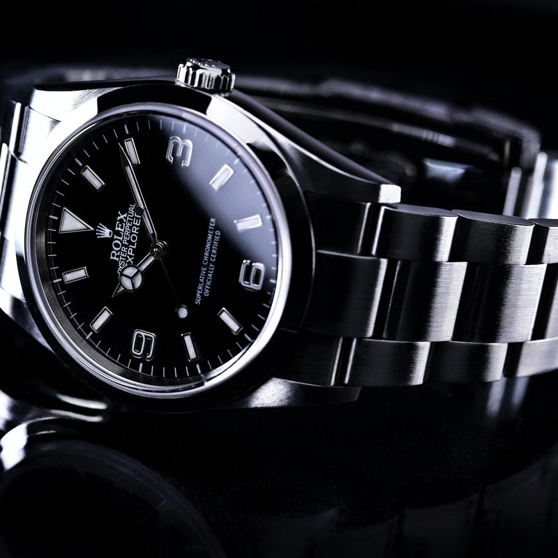 A Rolex watch on its side