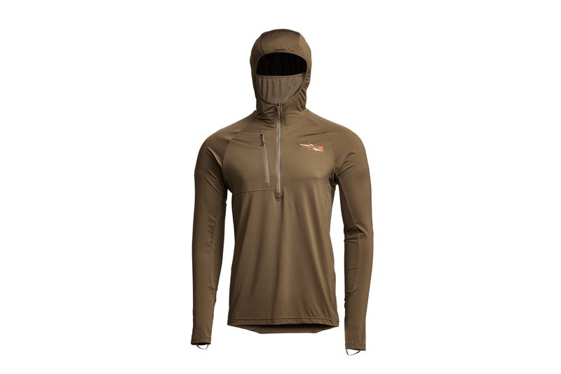 Sitka Equinox Guard Hoody (in Coyote) isolated on a plain white background.
