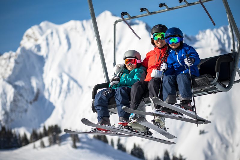 Family on ski lift at Alta Ski Area