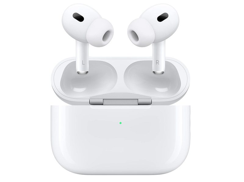 The Apple AirPods Pro 2 and their charging case.