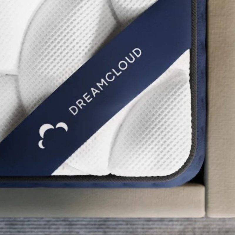 The corner of a DreamCloud Sleep mattress.