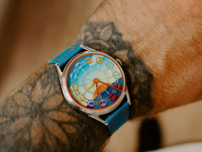 Enjoy the Ride Ferris Wheel watch on wrist