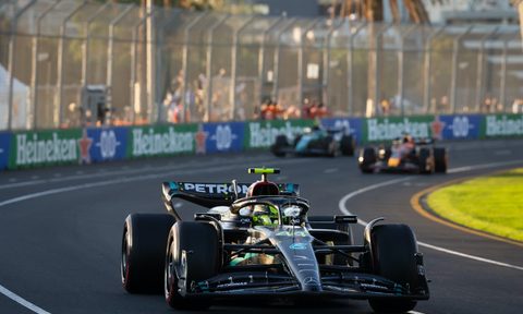 Lewis Hamilton (44) driving for Mercedes-AMG PETRONAS F1 Team during The Australian Formula One Grand Prix Race on April 02, 2023, at The Melbourne Grand Prix Circuit in Albert Park, Australia.