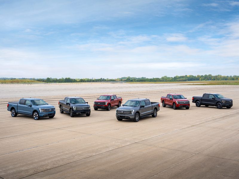 Full lineup of the 2024 Ford F-150 Lightning models from the LIghtning Pro to the Lightning Platinum Black edition.