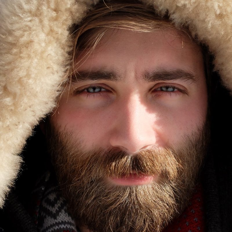 Man with a shearling hood
