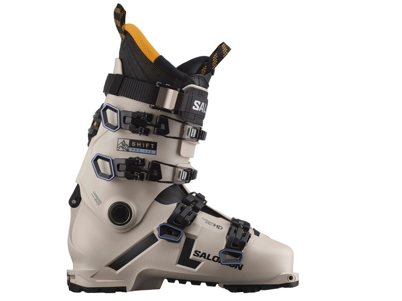 The right boot from a pair of Salomon Shift Pro 130 Alpine Touring Ski Boots.