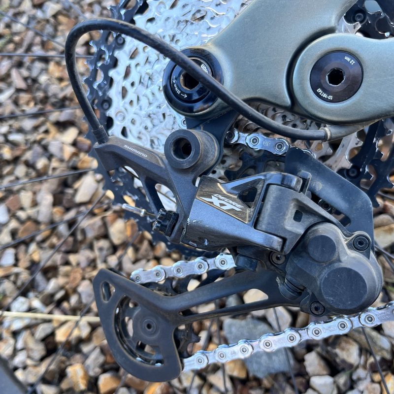 A Shimano XT derailleur with an XT cassette