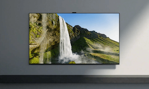 A Sony TV hanging on a wall.