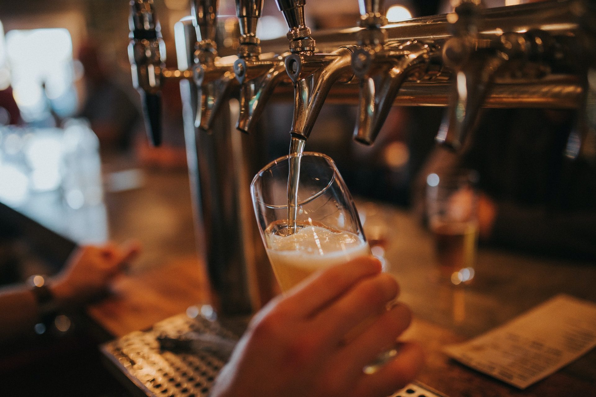 Beer tap pouring beer