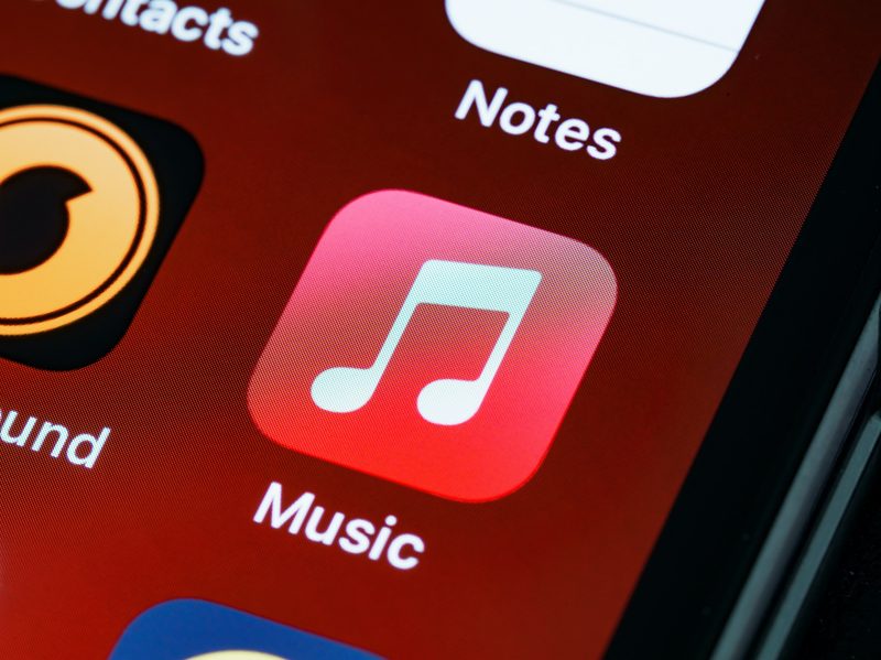 The Apple Music icon on and iPhone.