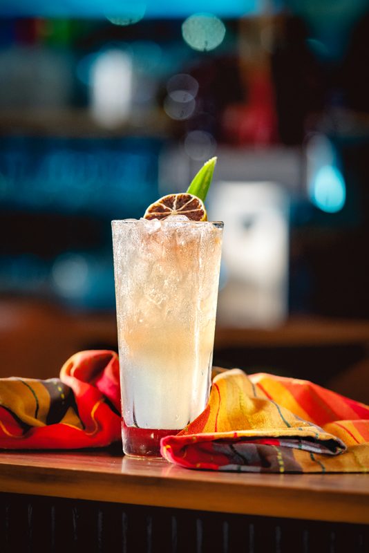 A Chilcano cocktail at the bar.