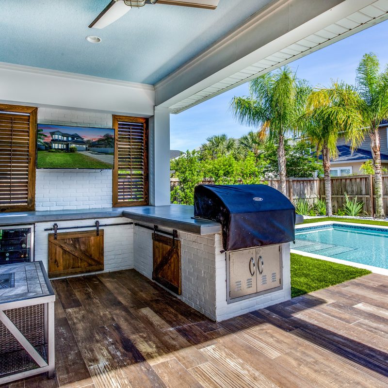 Covered outdoor kitchen