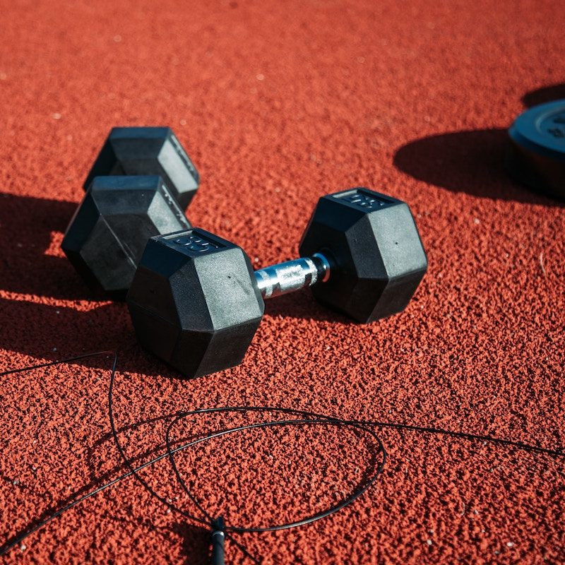 Dumbbells on a track
