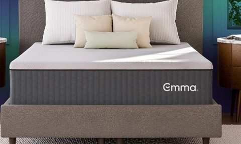 An Emma mattress with the logo clearly displayed.
