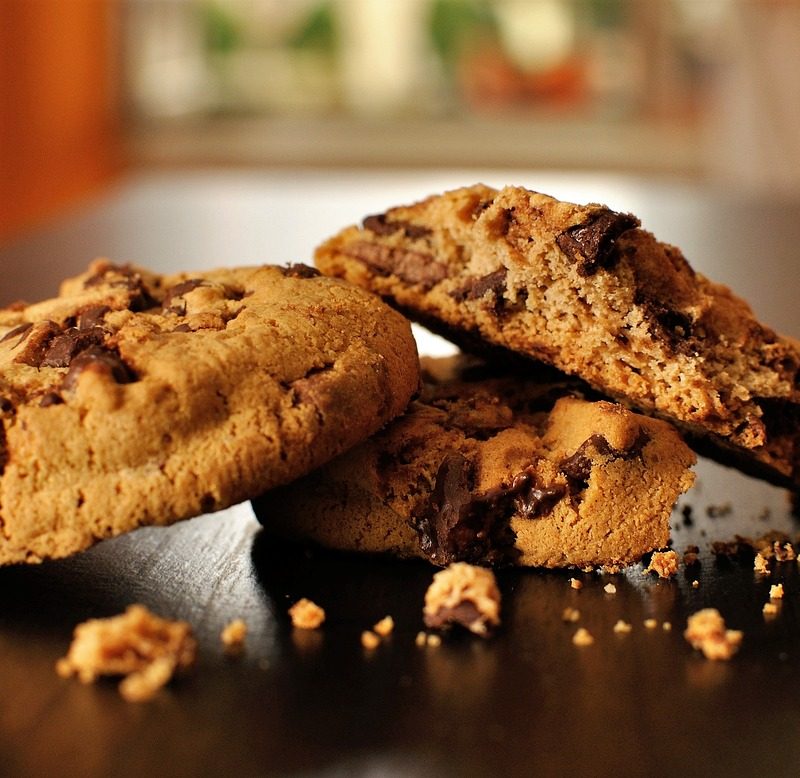 Chocolate chip cookies on a table