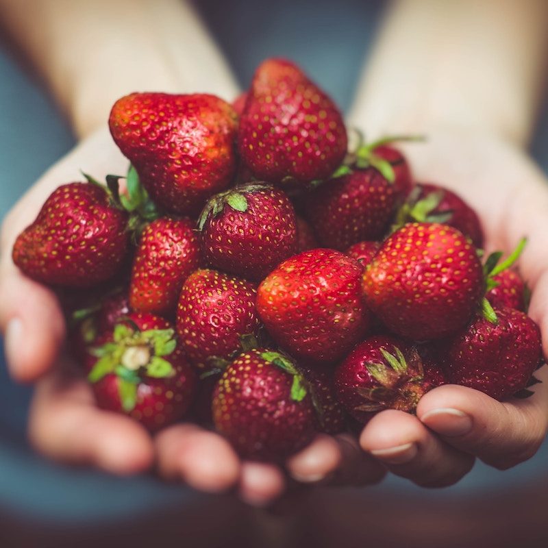 A handful of strawberries