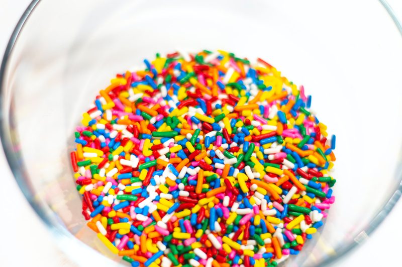 Glass bowl of sprinkles
