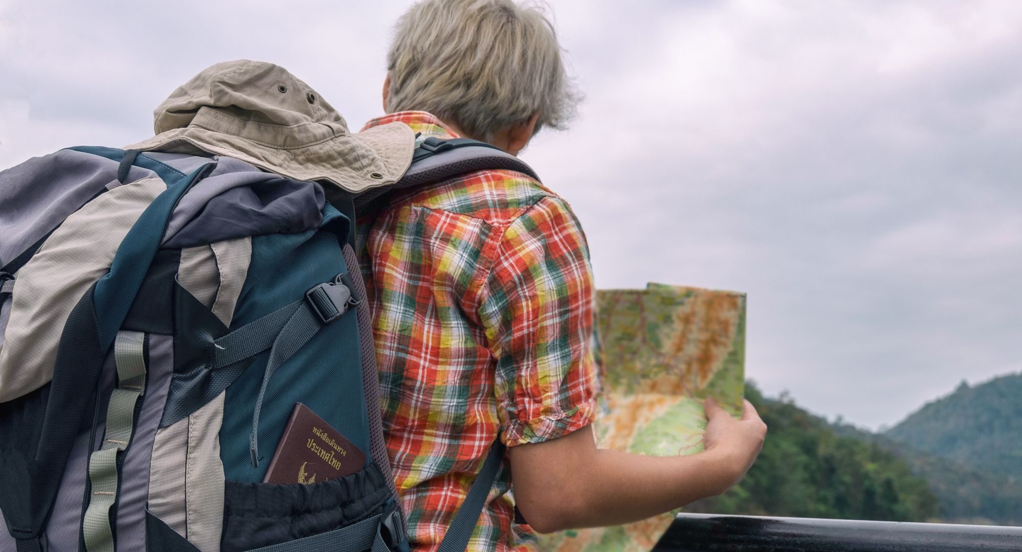 Man holding world map