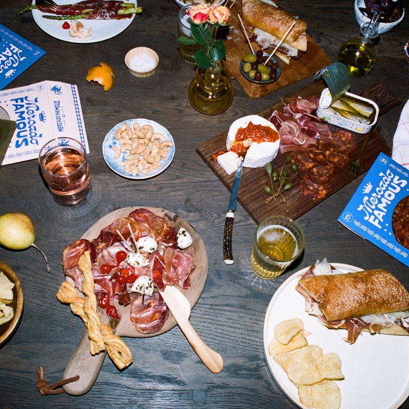 A table of goods from Mercado Famous