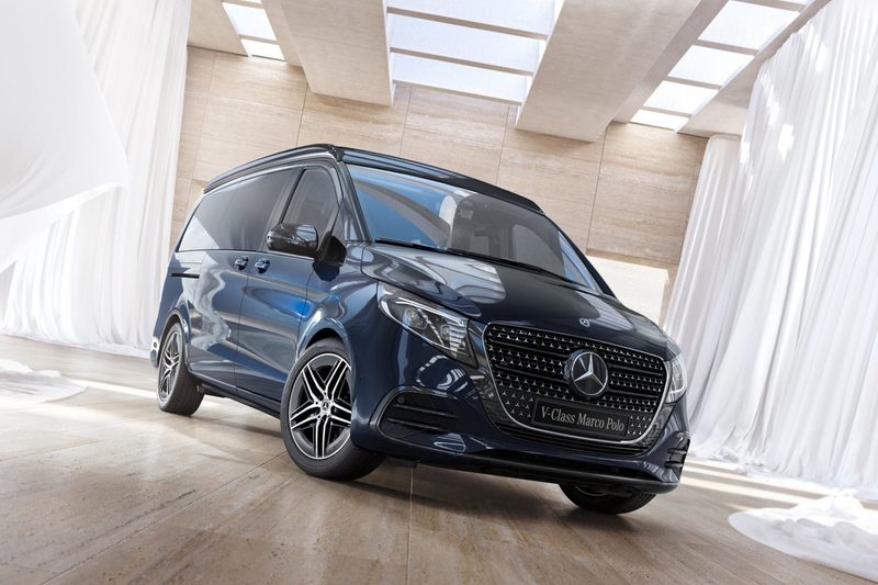 Mercedes-Benz V-Class Marco Polo campervan concept in a studio.