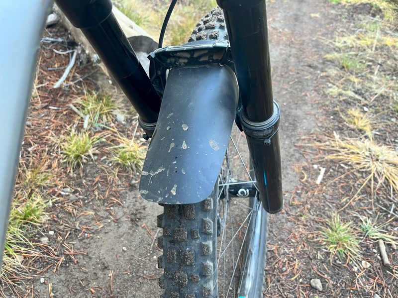 A picture showing wetter mountain biking trail conditions
