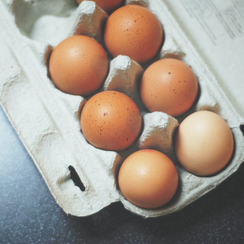 Brown eggs in a carton