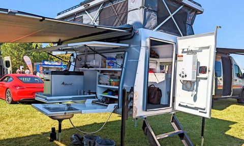 optimized overlanding gullwing pop up camper opened