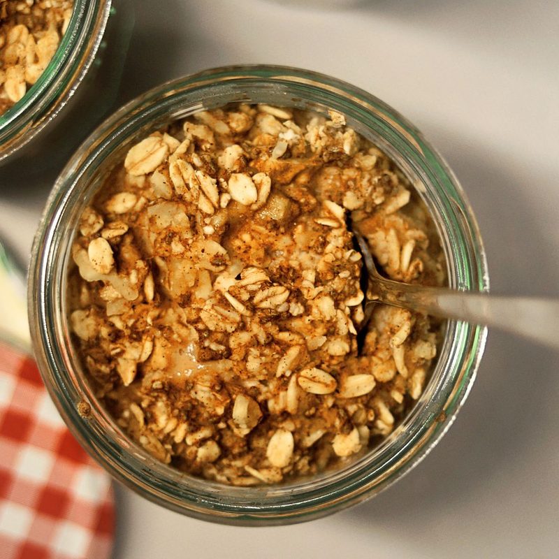 Overnight oats in a Mason jar