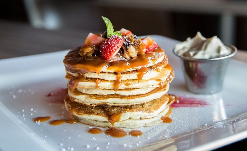 Pancakes with caramel sauce