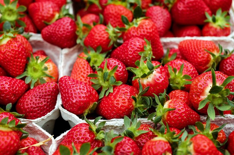 red strawberries and produce