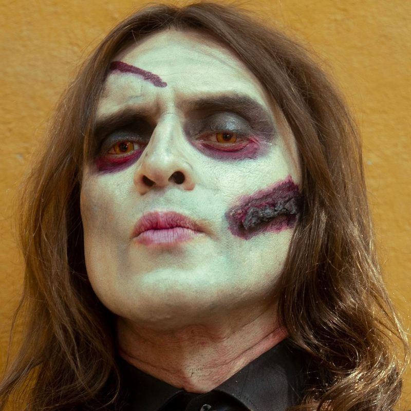 Man wearing SFX zombie makeup