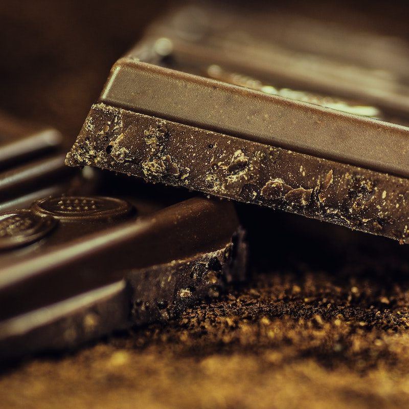 Pieces of dark chocolate bars